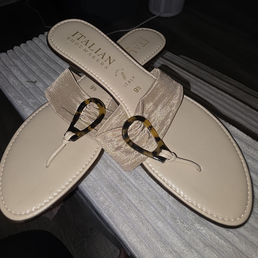 Italian Shoemakers Beige and Gold Sandals